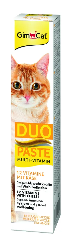 Фото Паста ДжимКет Gim Cat DUO PASTE Multi-vitamin 12 vitamins with cheese для котів усіх порід 12 вітамінів з сиром купити за ціною ₴392.00