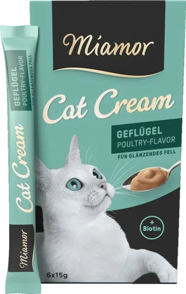 Фото Кремові ласощі для котів Міамор Miamor Cat Cream з Біотином та куркою, 1 стік купити за ціною ₴182.00