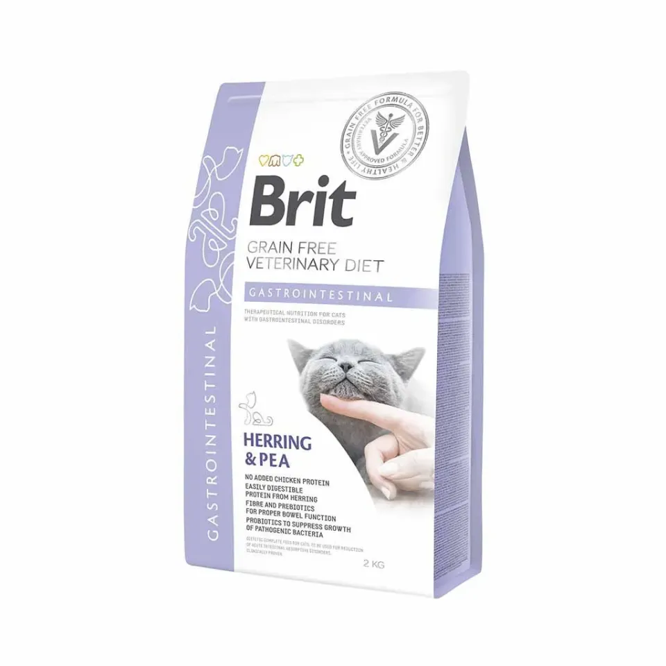 Фото Корм Brit GF Veterinary Diets Cat Gastrointestinal сухий дієтичний при  гострих та хронічних захворюваннях шлунково-кишкового тракту , 2 кг купити за ціною ₴1399.00