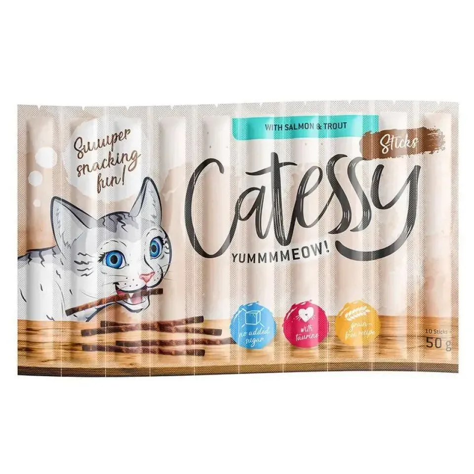 Фото Ласощі м'ясні палички для котів Catessy Sticks з лососем та форелю (1 шт.) купити за ціною ₴148.00