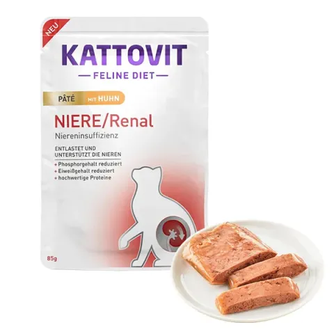 Kattovit Veterinary Niere Renal Chicken Pate КАТТОВІТ РЕНАЛ КУРКА паштет повнораціонний вологий лікувальний корм для котів при захворюванні нирок купити за ціною ₴72.00