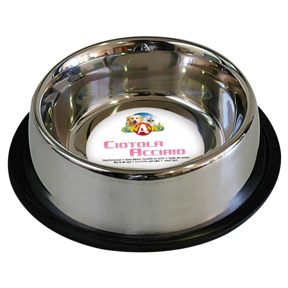 Фото Металева миска для собак з нековзним гумовим кільцем Mac Non-Slip Steel Bowl CROCI купити за ціною ₴162.00