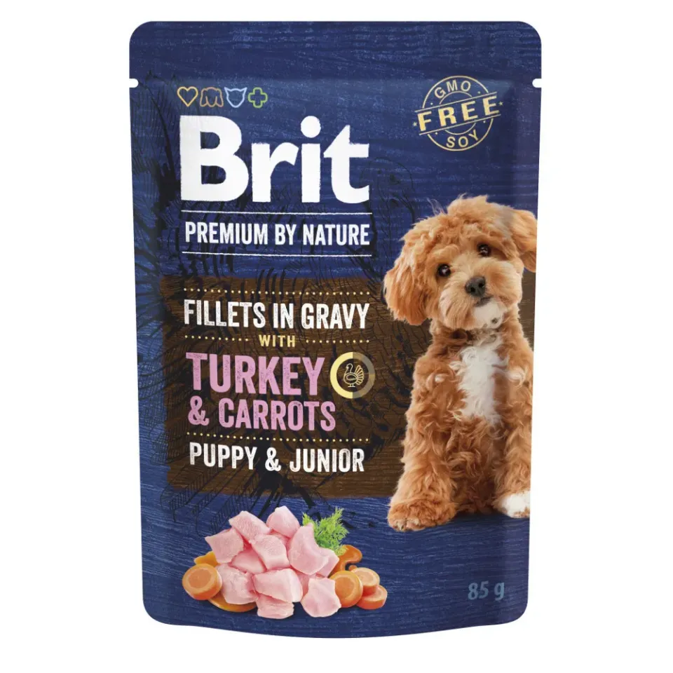 Фото Корм вологий Бріт Преміум Brit Premium Fillets in Gravy Turkey & Carrots Puppy д/цуценят малих порід філе в соусі купити за ціною ₴49.00