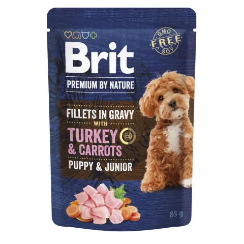 Корм вологий Бріт Преміум Brit Premium Fillets in Gravy Turkey & Carrots Puppy д/цуценят малих порід філе в соусі купити за ціною ₴49.00