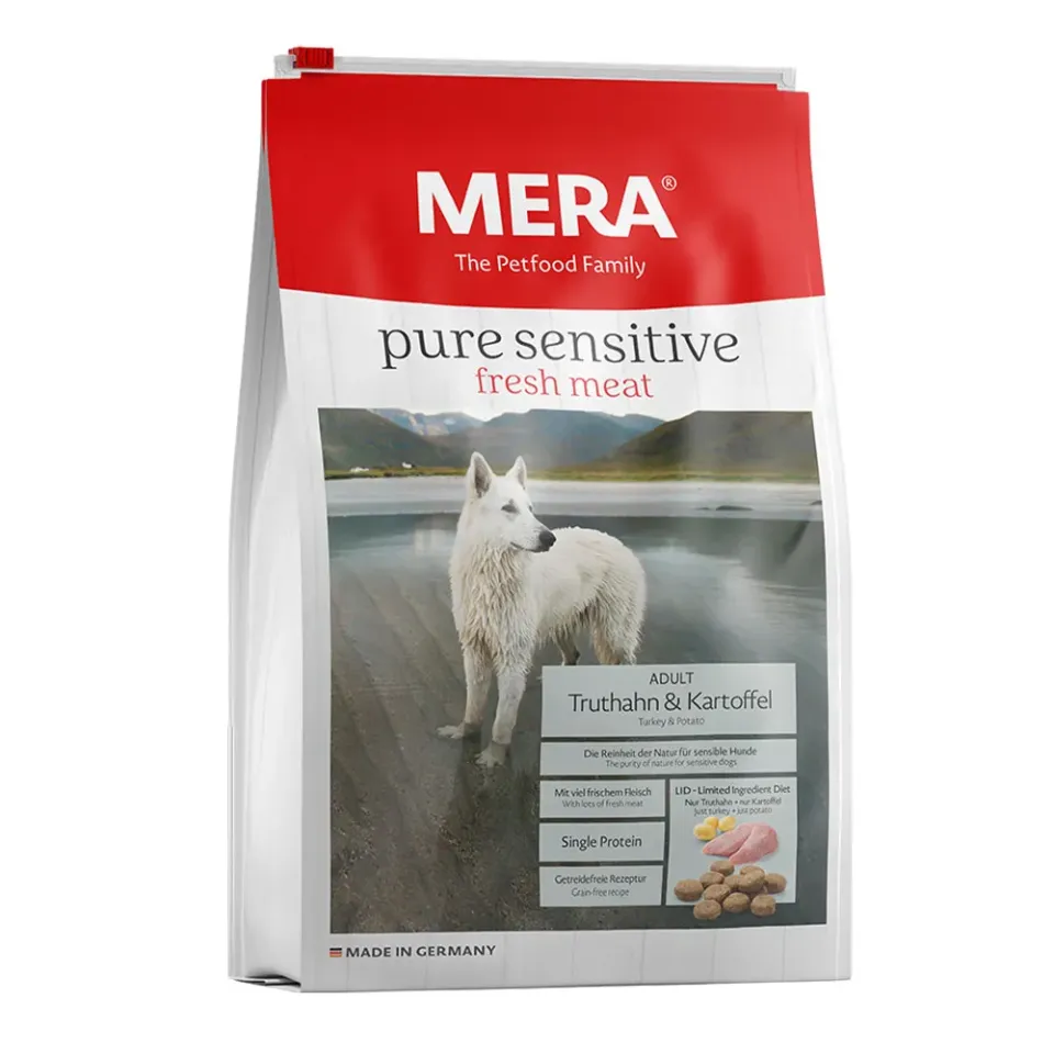 Фото Сухий корм Мера для собак MERA pure sensitive ADULT fresh meat Truthahn & Kartoffel із свіжим м'ясом індички і картоплі купити за ціною ₴591.90