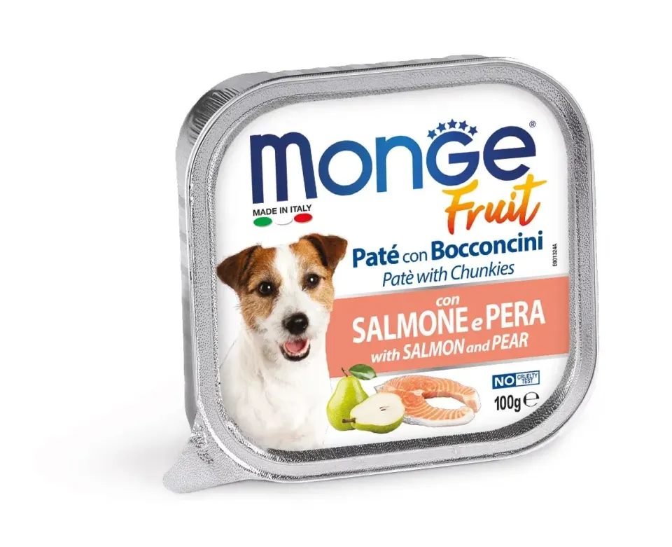 Фото Корм вологий для собак Монж Monge Dog FRUIT з лососем та грушею купити за ціною ₴59.00