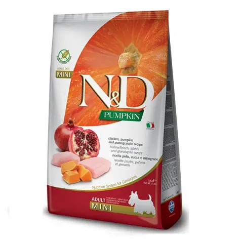 Корм для собак Фарміна з куркою N&D Grain Free PUMPKIN CHICKEN & POMEGRANATE ADULT MINI купити за ціною ₴526.00