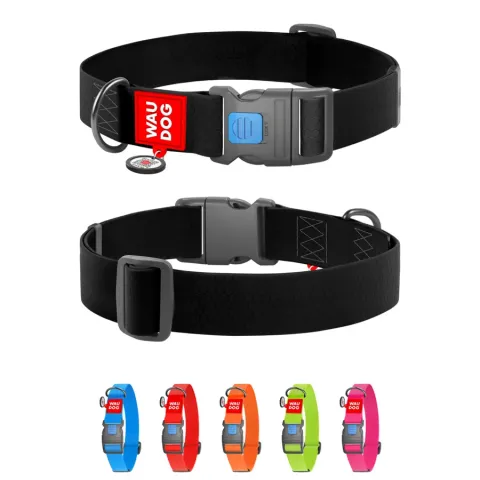 Нашийник для собак водостійкий WAUDOG Waterproof з QR паспортом, пластиковий фастекс, XXL, Ш 40 мм, Дов 46-70 см, чорний купити за ціною ₴452.00