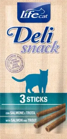 Ласощі для котів ЛайфКет Палички 3шт LifeCat snack Лосось з форелью купити за ціною ₴66.00