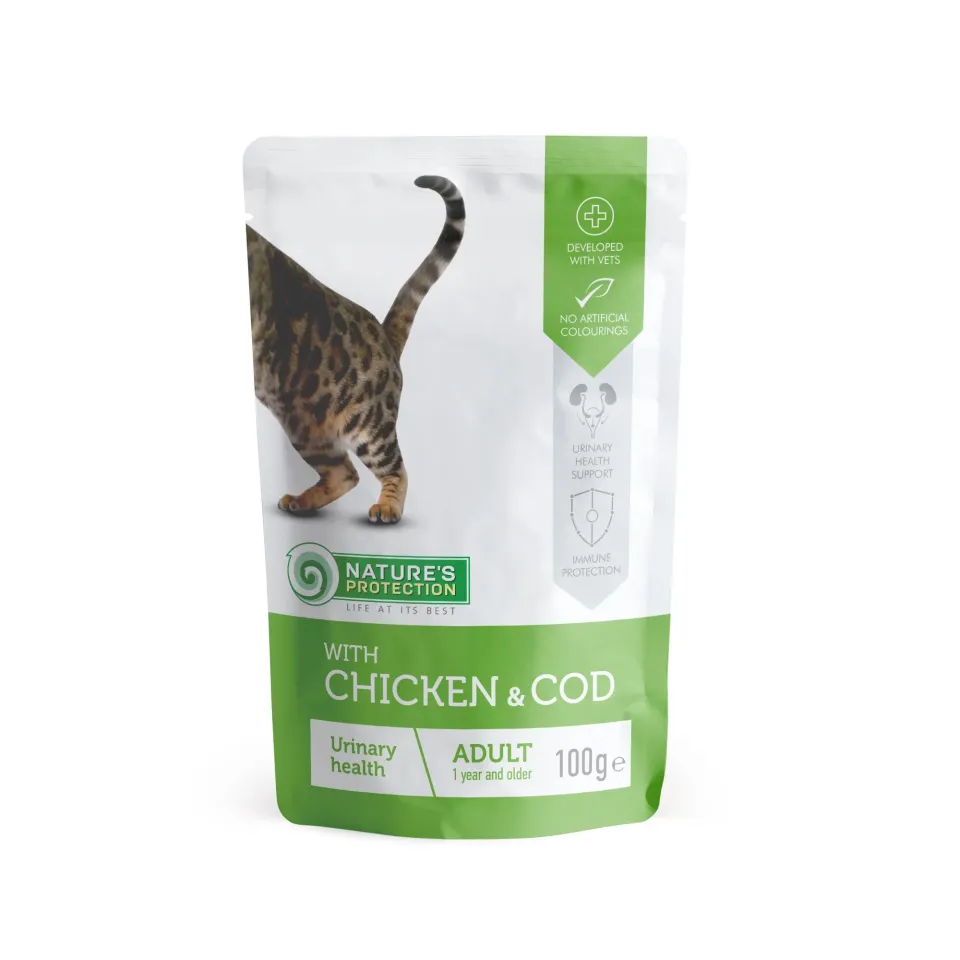 Фото Nature's Protection Urinary Health - вологий корм з куркою і тріскою, пауч 100г купити за ціною ₴56.00