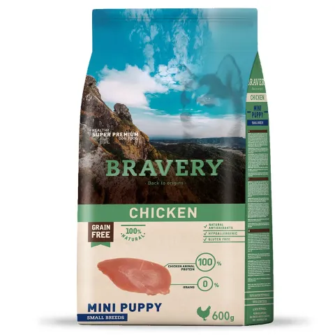 Сухий корм для цуценят дрібних порід Брейвері BRAVERY Chicken Mini Puppy з куркою купити за ціною ₴380.30