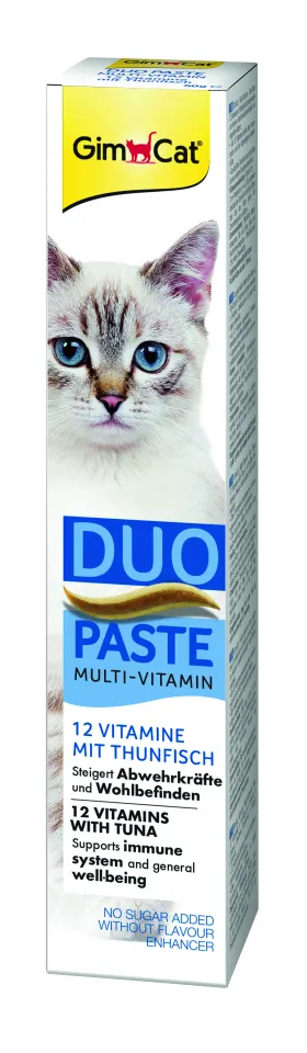 Фото Паста Gim Cat DUO PASTE Multi-vitamin 12 vitamins with tuna для котів усіх порід 12 вітамінів з тунцем купити за ціною ₴392.00