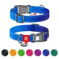 Фото Нашийник для собак нейлоновий WAUDOG Nylon Mono з QR паспортом, світловідбивний, пластиковий фастекс, L, Ш 25 мм, Дов 33-49 см синій купити за ціною ₴209.00