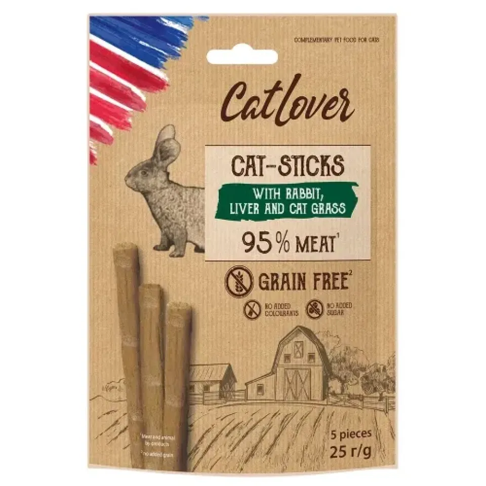 Фото Ласощі КетЛовер CatLover Sticks палички для котів з кроликом, печінкою та котячою травою, 5 шт. по 5 г купити за ціною ₴64.00