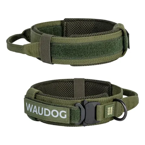 Нашийник з ручкою тактичний для собак WAUDOG PRO, металевий фастекс, L, Ш 50 мм, Дл 45-55, хакі купити за ціною ₴720.00