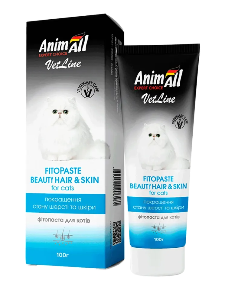 Фото AnimAll АнімАлл ВетЛайн фітопаста для покращення якості хутра для котів, 100 гр купити за ціною ₴281.00