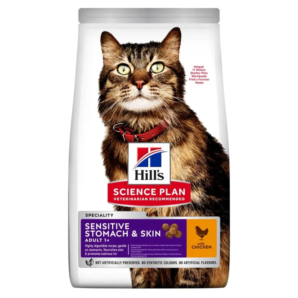 Фото Hill's SCIENCE PLAN Adult Sensitive Stomach&Skin Сухий корм для котів із чутливим травленням та шкіри, 1,5кг купити за ціною ₴1145.79