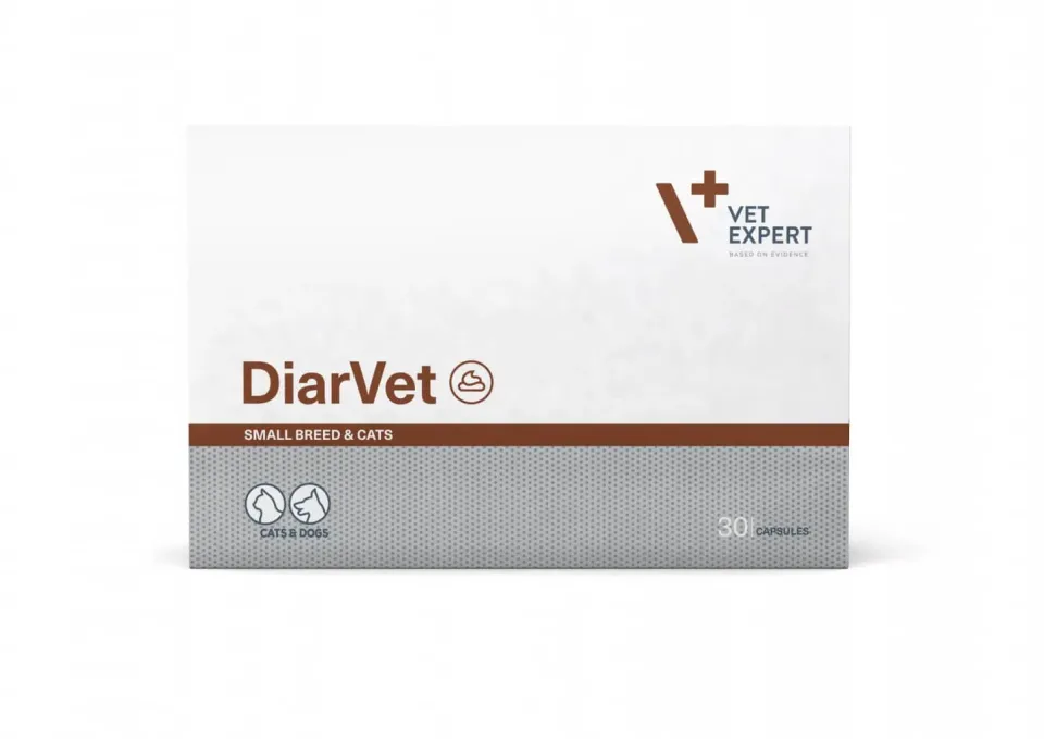 Фото Vet Expert DiarVet ДіарВет  (30 капс. Twist Off) - засіб для котів і собак малих порід проти діареї купити за ціною ₴879.00