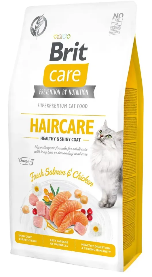 Фото Бріт Кеа Корм для котів Brit Care Cat GF Haircare Healthy & Shiny Coat (курка і лосось) купити за ціною ₴3275.00