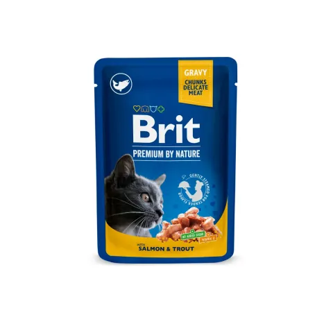 Бріт преміум для котів Brit Premium Cat pouch з лососем та фореллю купити за ціною ₴39.00