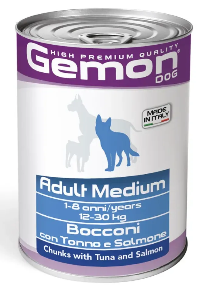 Фото Корм вологий для собак Монж GEMON Dog Wet Medium Adult шматочки з тунцем та лососем купити за ціною ₴77.00