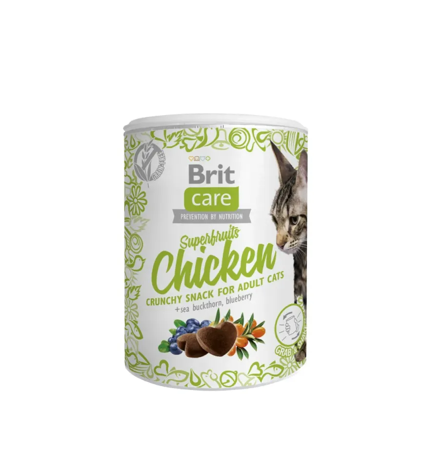 Фото Бріт Кеа для котів Ласощі Brit Care Cat Snack Superfruits з куркою, 100г купити за ціною ₴269.00