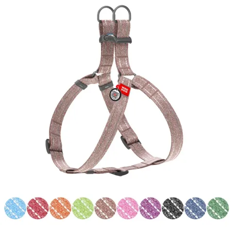 Шлея з відновленої бавовни WAUDOG Re-cotton з QR паспортом, світловідбиваюча, пластиковий фастекс, S, Ш 15 мм, Д 40-55 см  коричневий купити за ціною ₴277.00