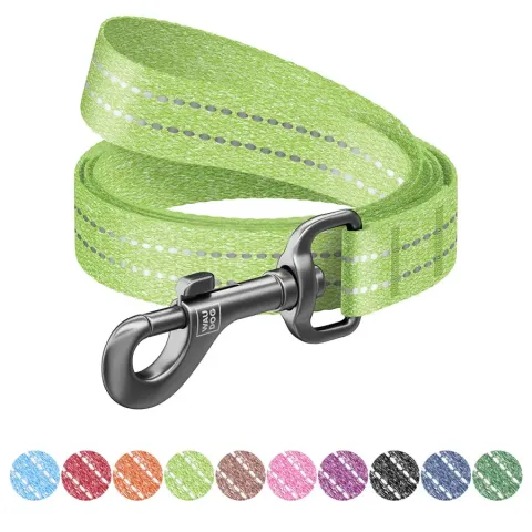 Повідець для собак із відновленої бавовни WAUDOG Re-cotton, світловідбиваючий, Ш 15 мм, Дов 300 см салатовий купити за ціною ₴311.00