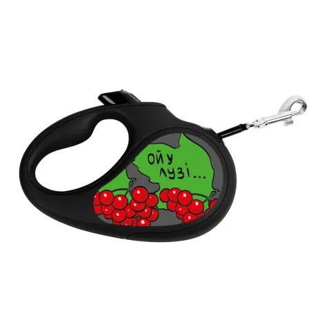 Повідець-рулетка для собак WAUDOG R-leash, малюнок "Калина", L, до 50 кг, 5 м, світловідбиваюча стрічка чорний купити за ціною ₴869.13